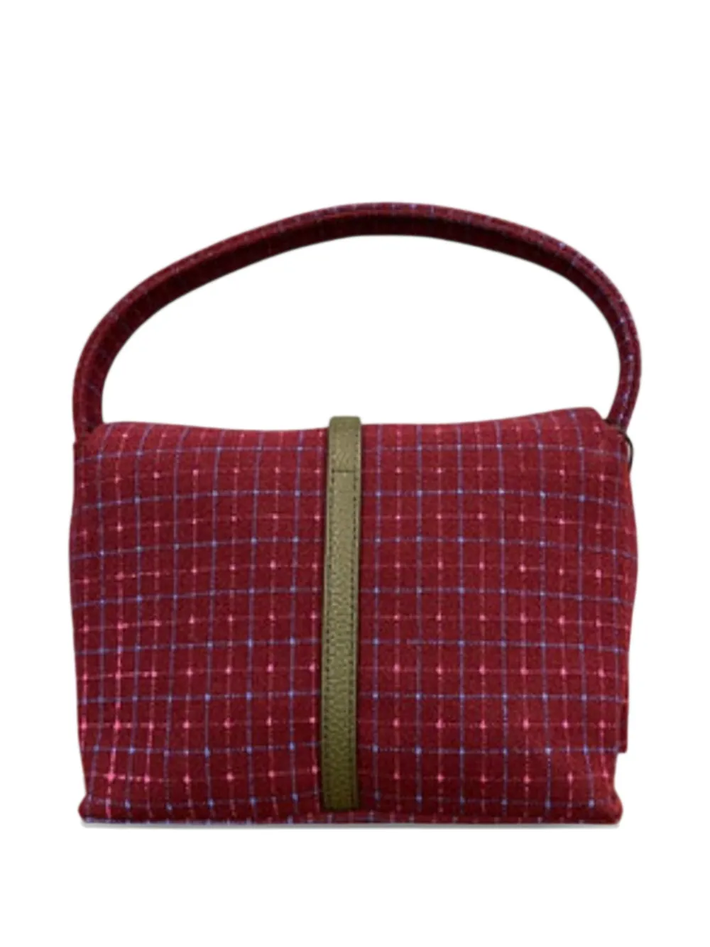 Gcds Mini Comma Checked Shoulder Bag In Burgundy