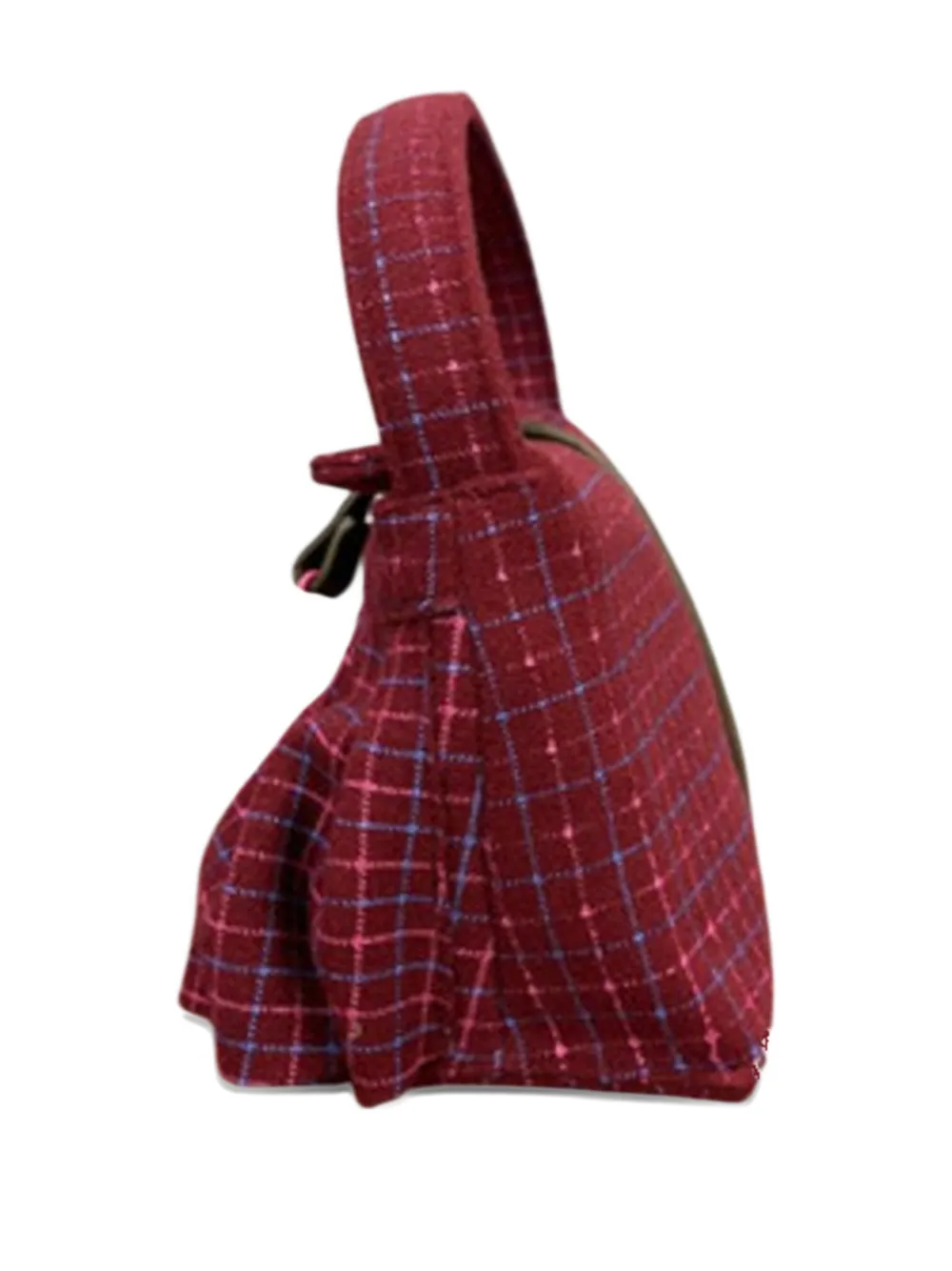 Gcds Mini Comma Checked Shoulder Bag In Burgundy