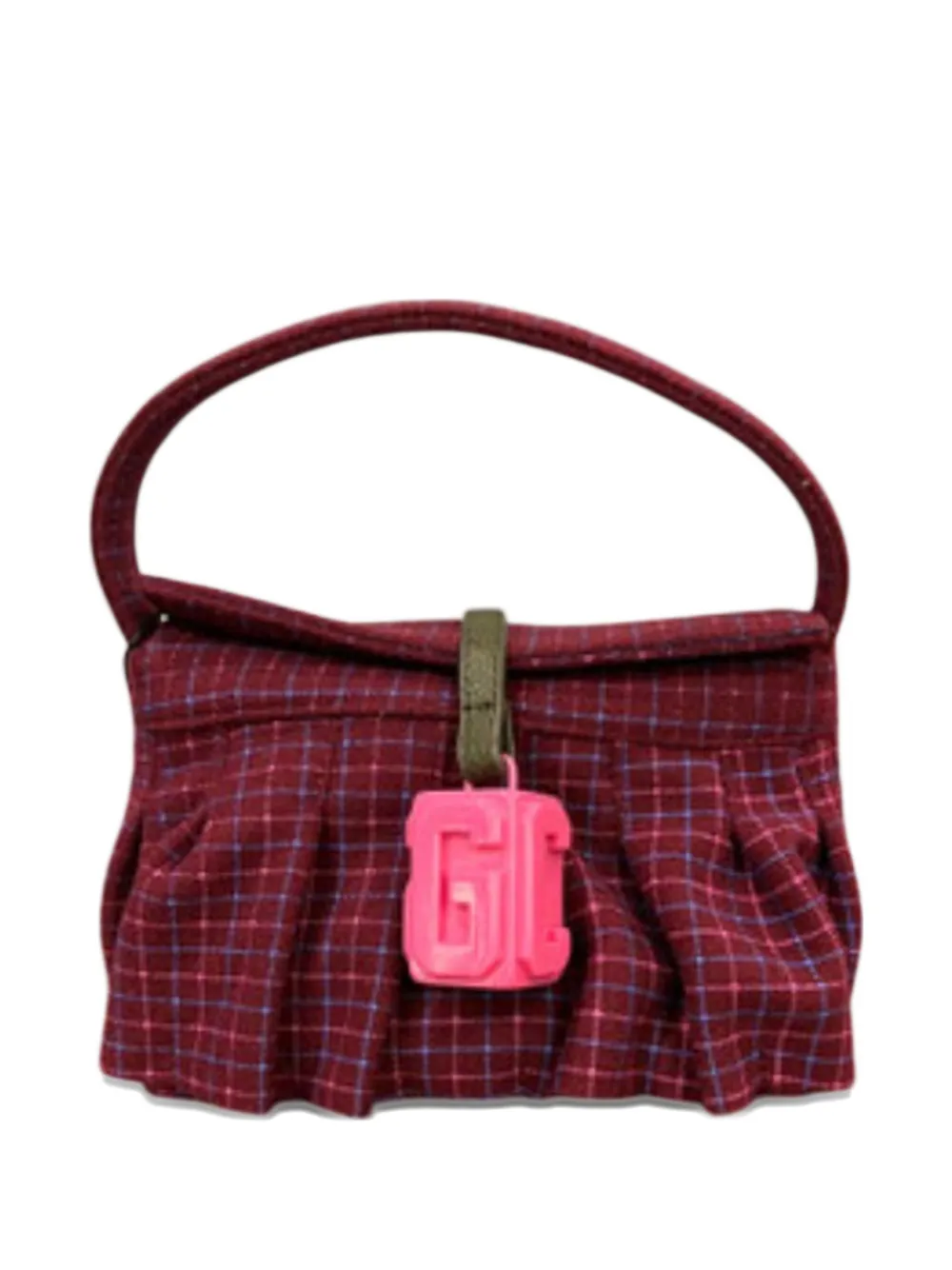 Gcds Mini Comma Checked Shoulder Bag In Pink