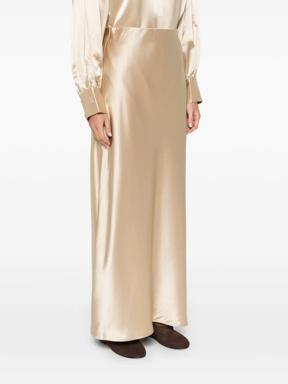  By Malene Birger Satin-effect Straight Maxi Skirt - Gold 
