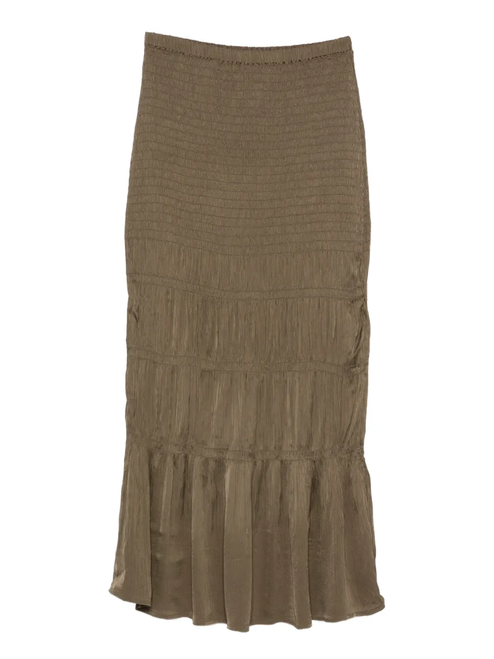 By Malene Birger Ilona Shirred Ruffled Maxi Skirt In Green