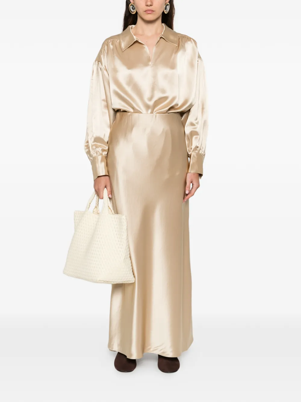 By Malene Birger long-sleeve V-neck blouse - Goud