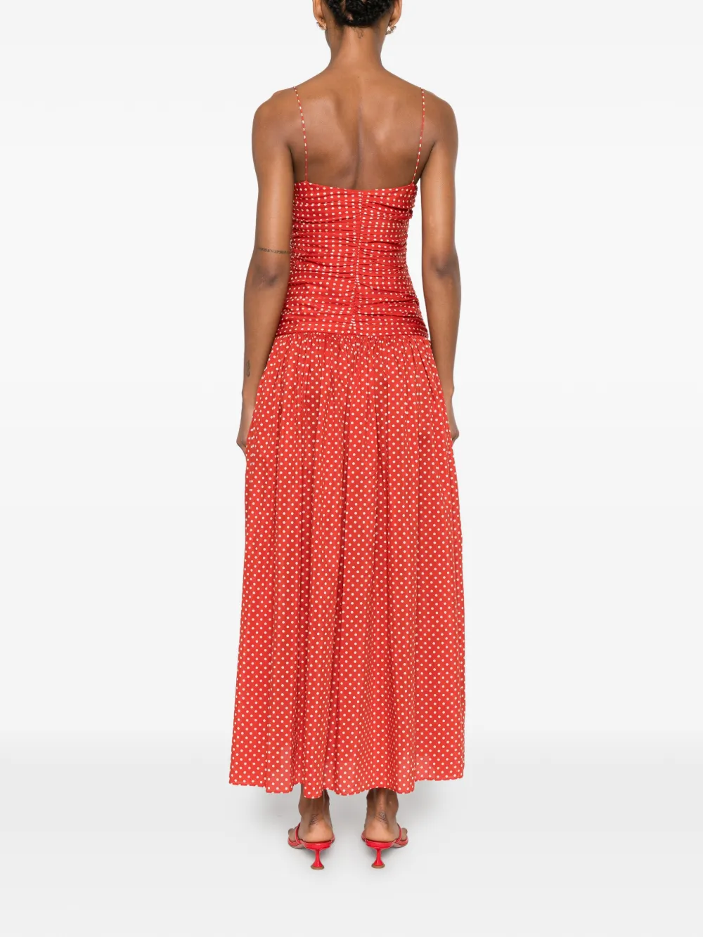 Matteau Jurk met gesmockte taille Rood