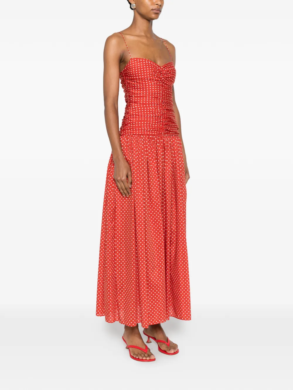 Matteau Jurk met gesmockte taille Rood