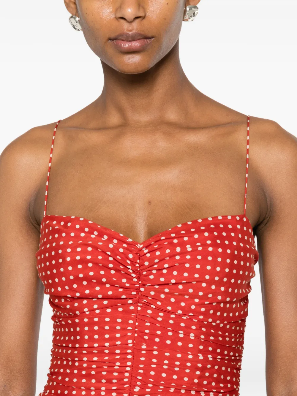 Matteau Jurk met gesmockte taille Rood