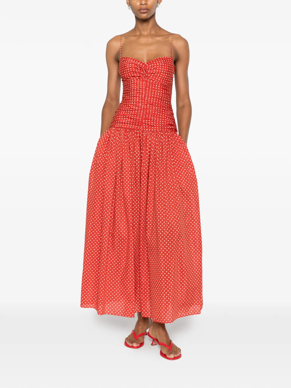 Matteau Jurk met gesmockte taille Rood
