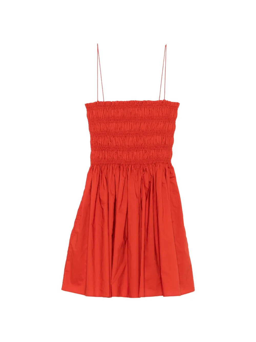 Matteau shirred-bodice spaghetti-straps cotton mini dress - Rosso