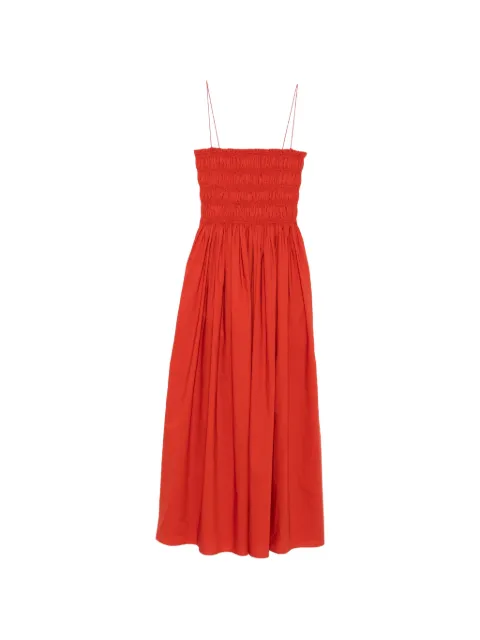 Matteau shirred spaghetti-straps cotton maxi dress