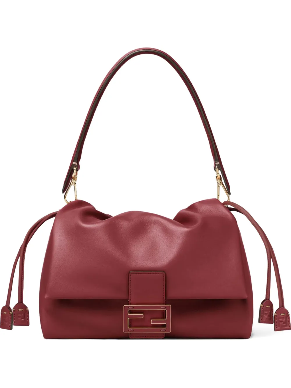 Fendi Medium Mamma Baguette Ff-buckle Tote Bag In Red