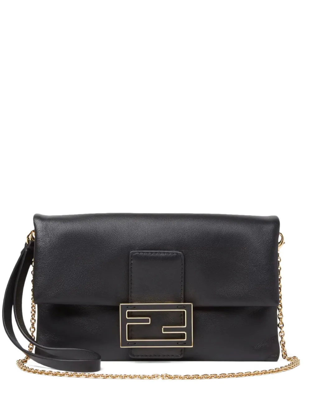 FENDI Mamma Baguette leather clucth bag - Nero