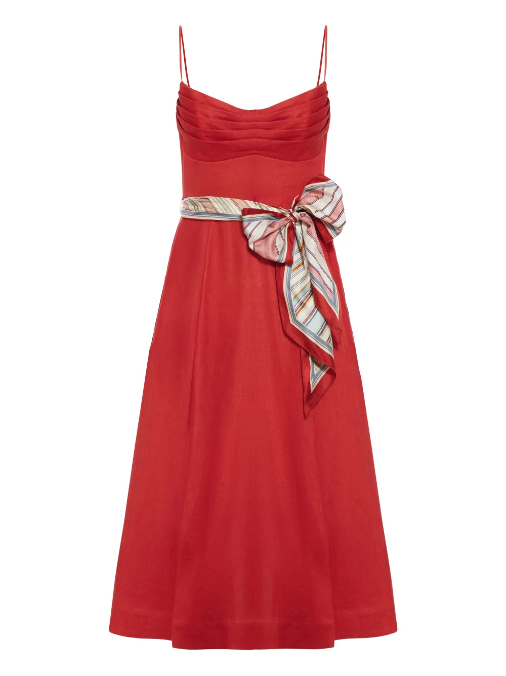 ZIMMERMANN Rebellion Tuck striped bow midi dress - Rood