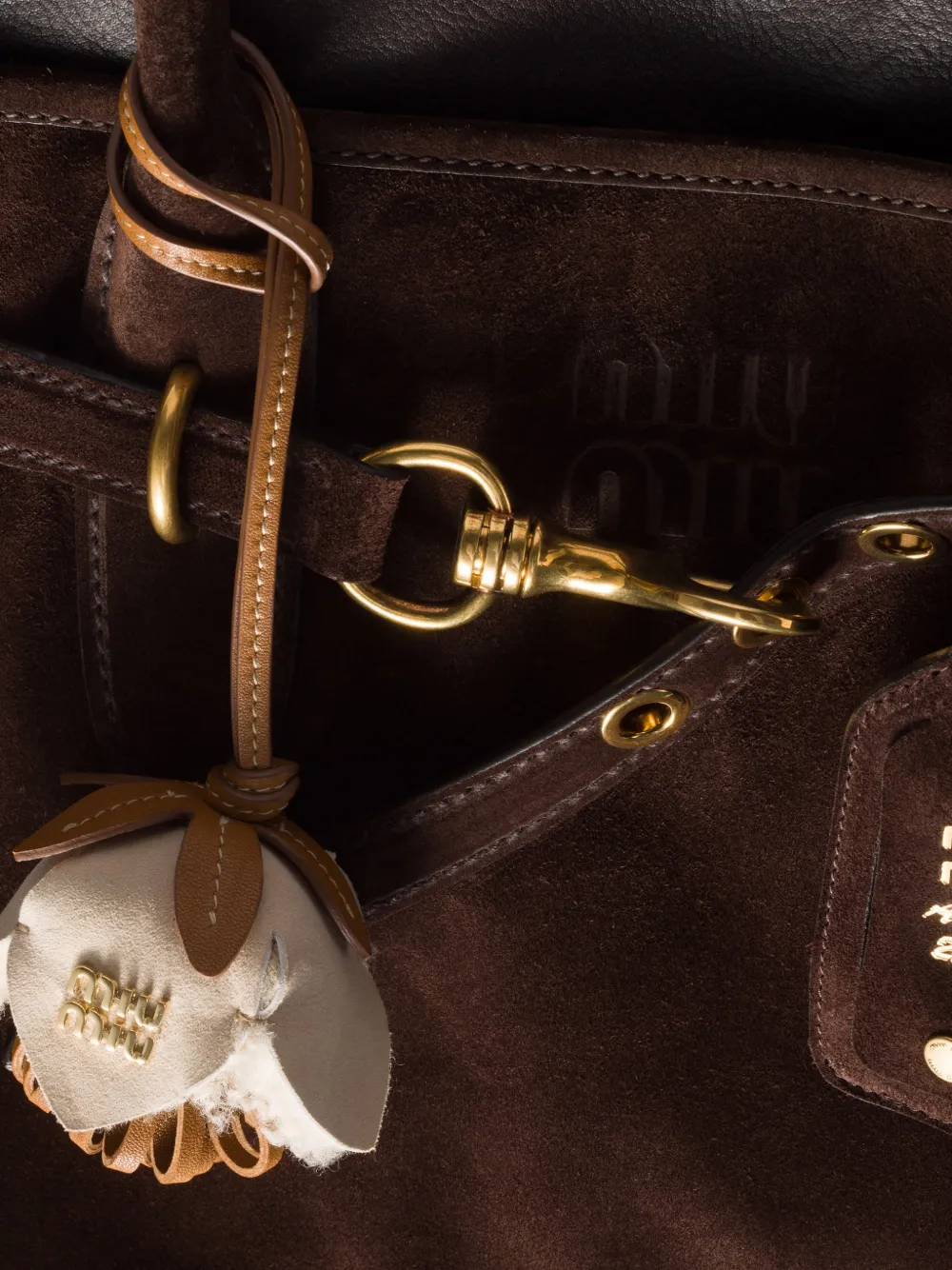 Miu Miu Leather Lace Lettering Logo Trick In Multi