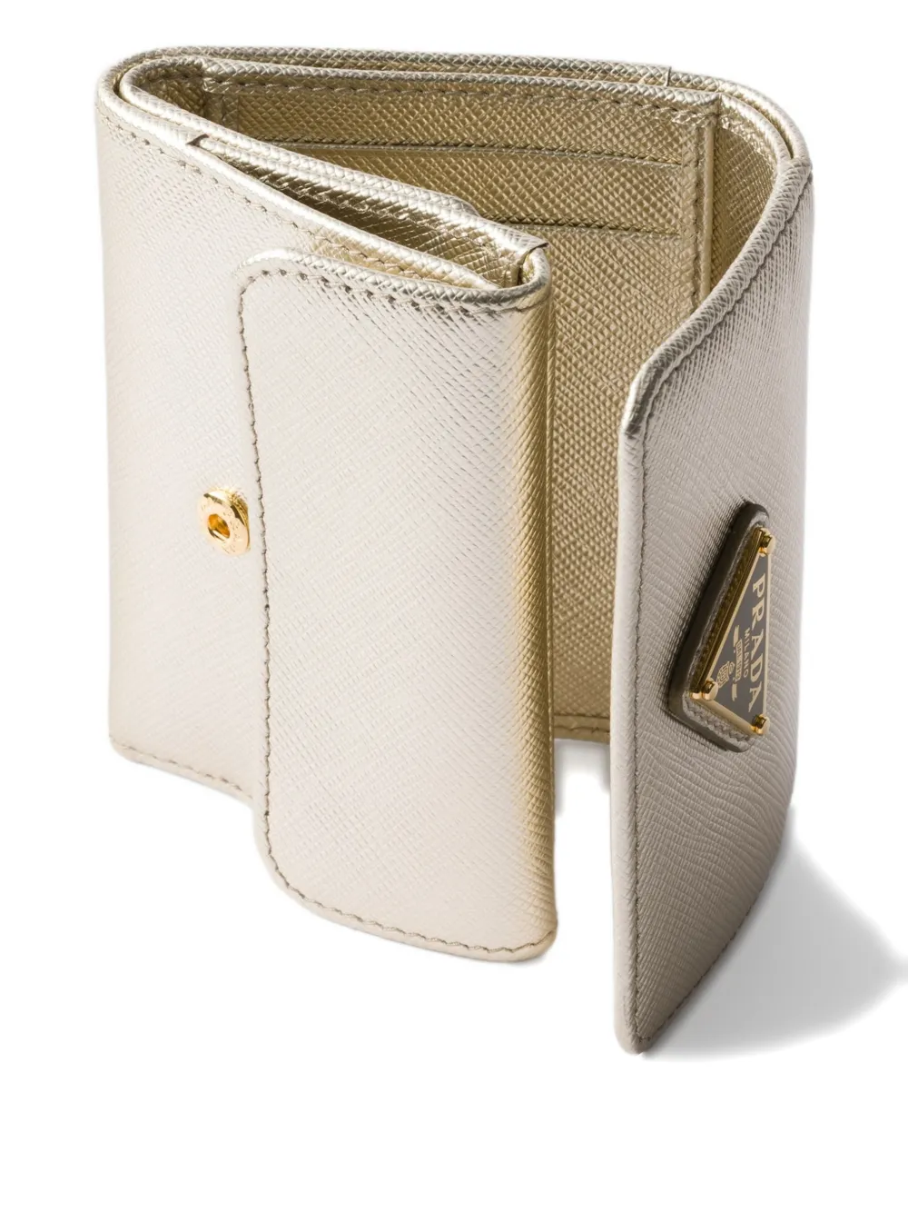 Prada Logo Leather Wallet In White