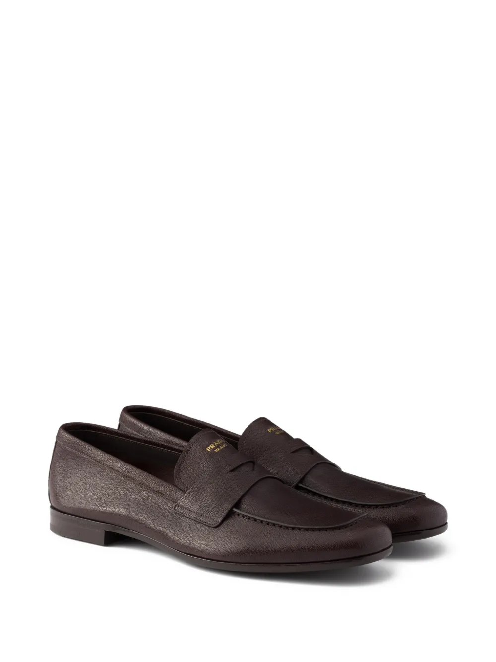 Prada Leren loafers met logo - Bruin