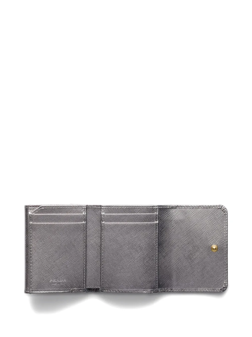 Prada Small Leather Wallet In Silver