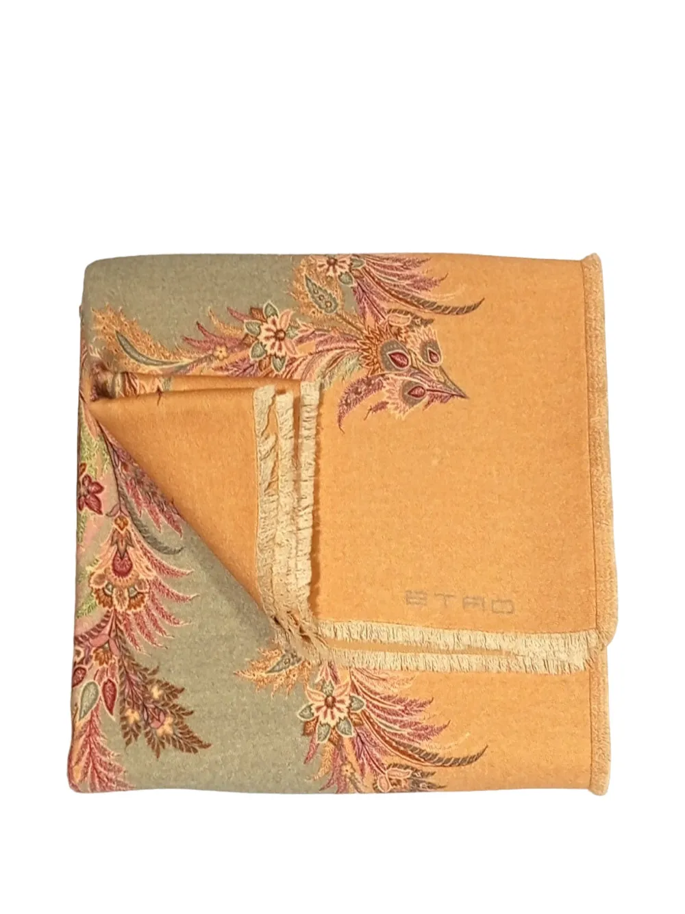 ETRO HOME floral-print fringed blanket (180cm x 140cm) - Oranje