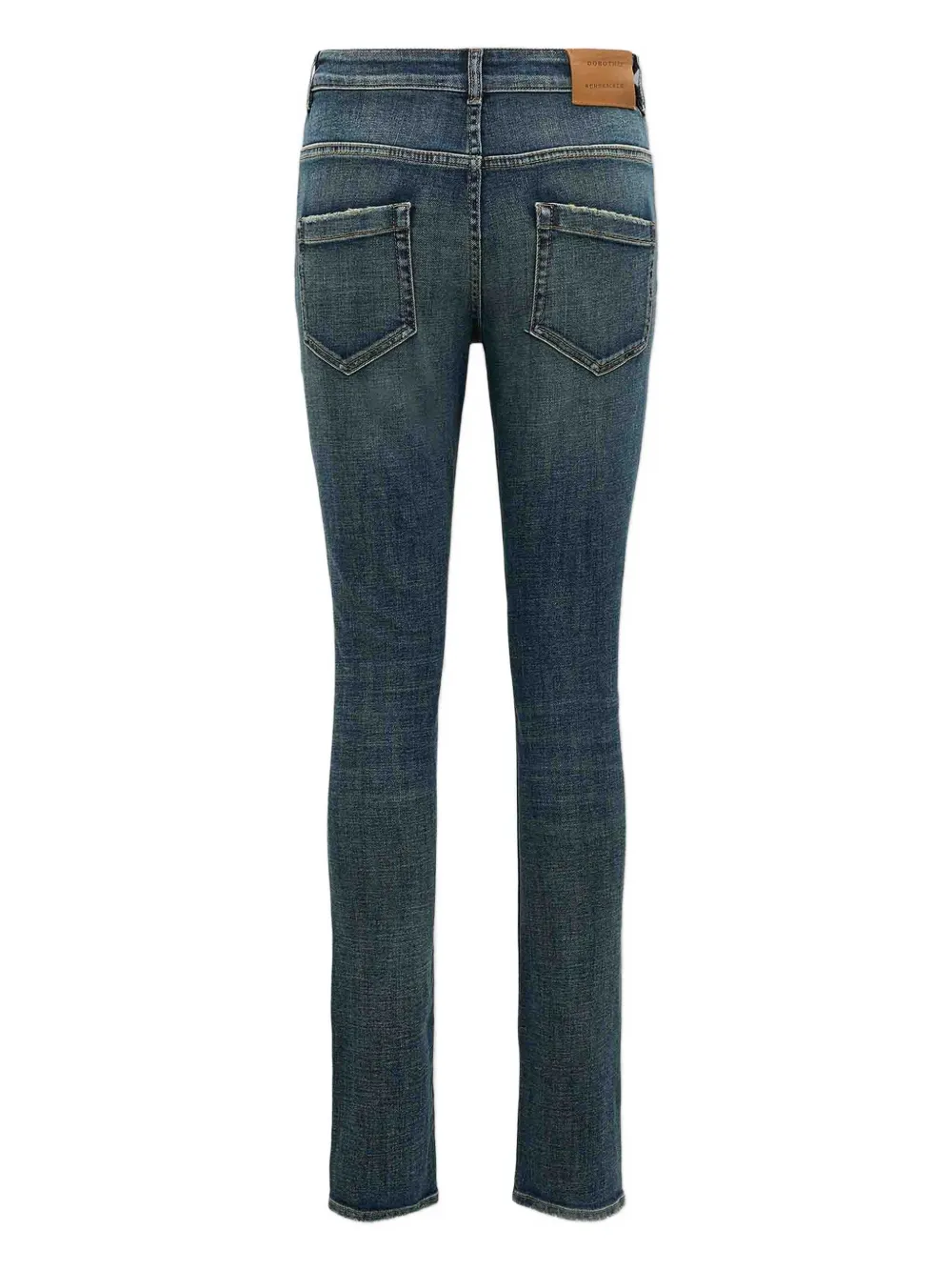 Dorothee Schumacher distressed leather label-patch jeans - Blauw