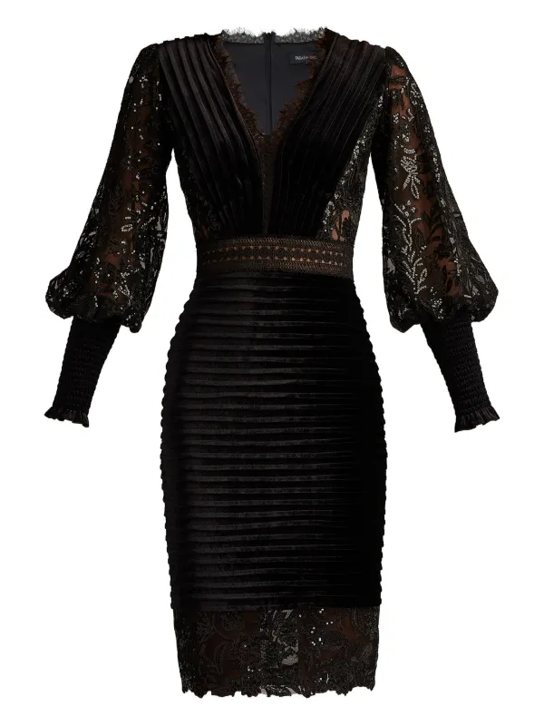 Tadashi Shoji Lace Pleated Midi Dress - Black Tadashi Shoji Lace Pleated Midi Dress - Black