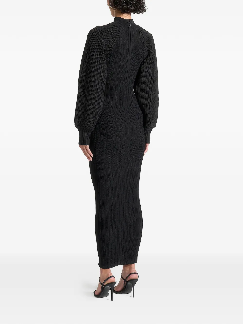 Manière De Voir balloon-sleeve cut-out maxi dress - Zwart