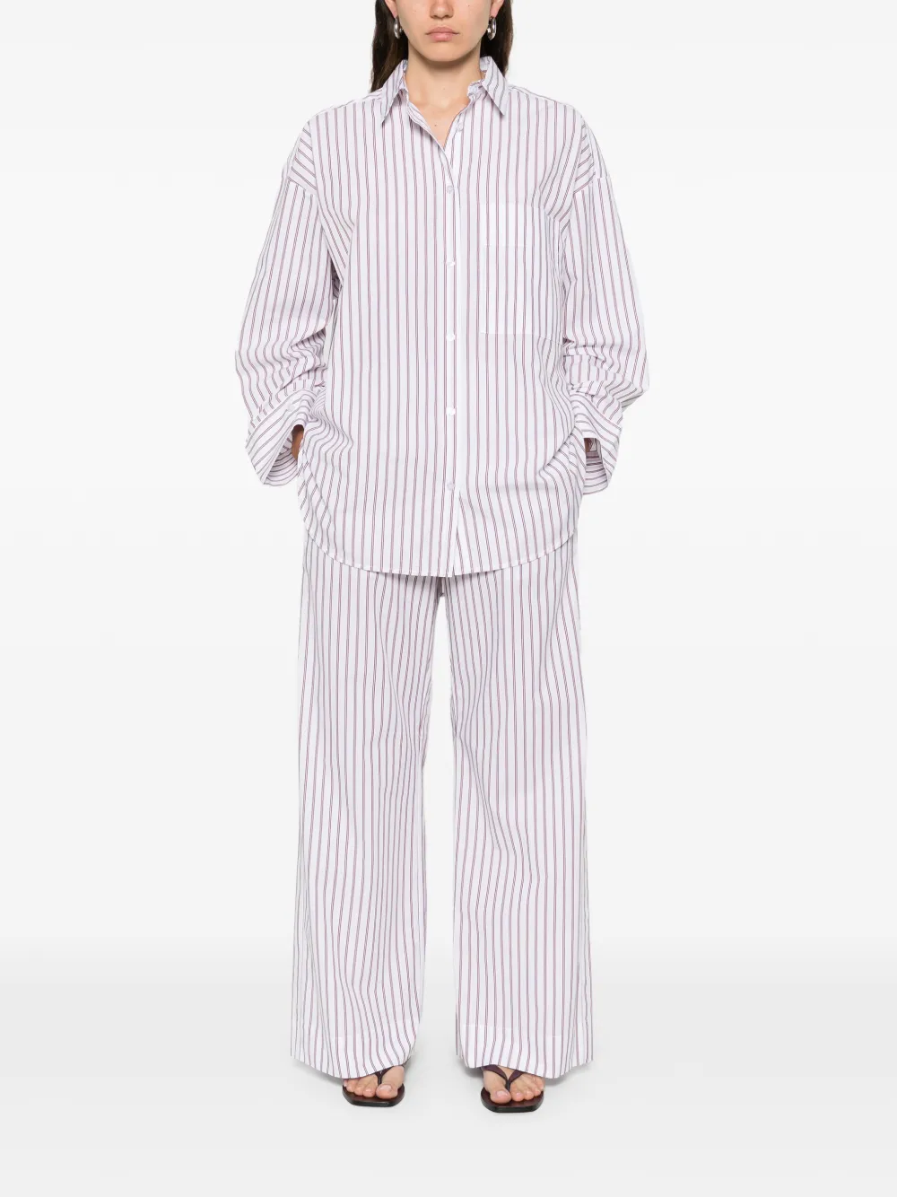 By Malene Birger striped organic cotton tailoring - Wit
