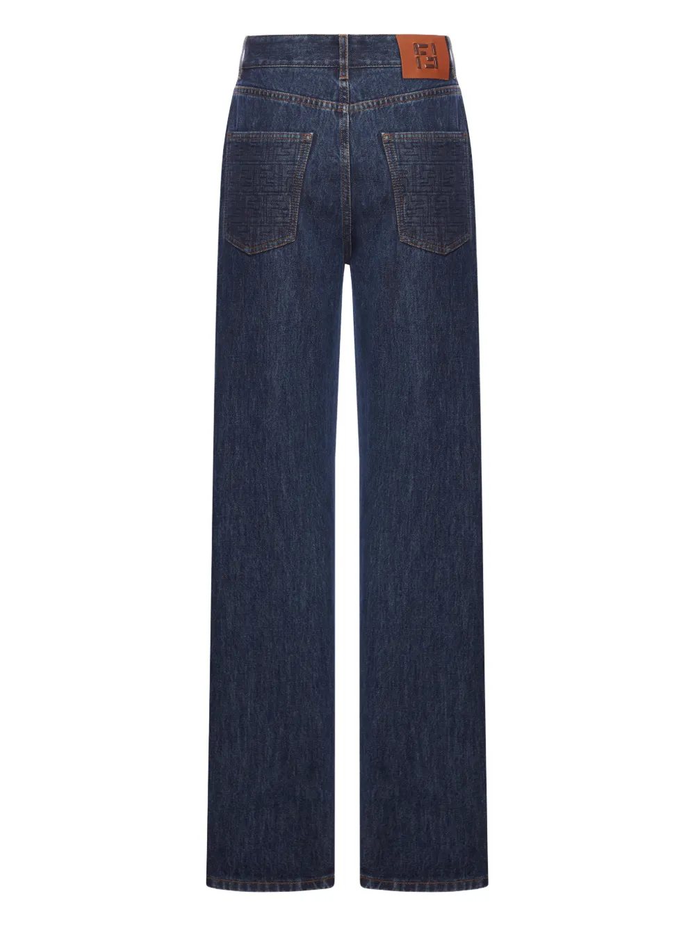 Fendi Textured Denim Jeans In Blue