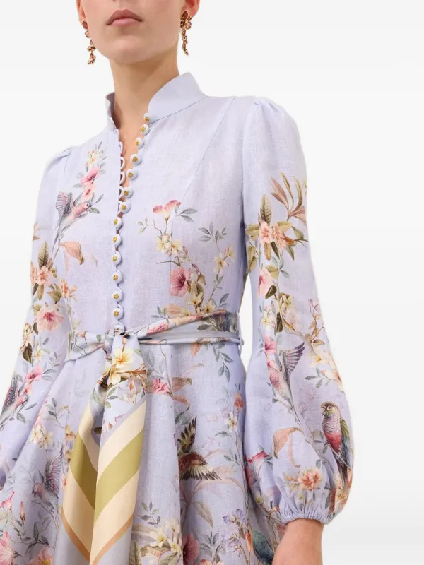 ZIMMERMANN Rebellion Button Mini Dress | Blue Aviary | Size 3