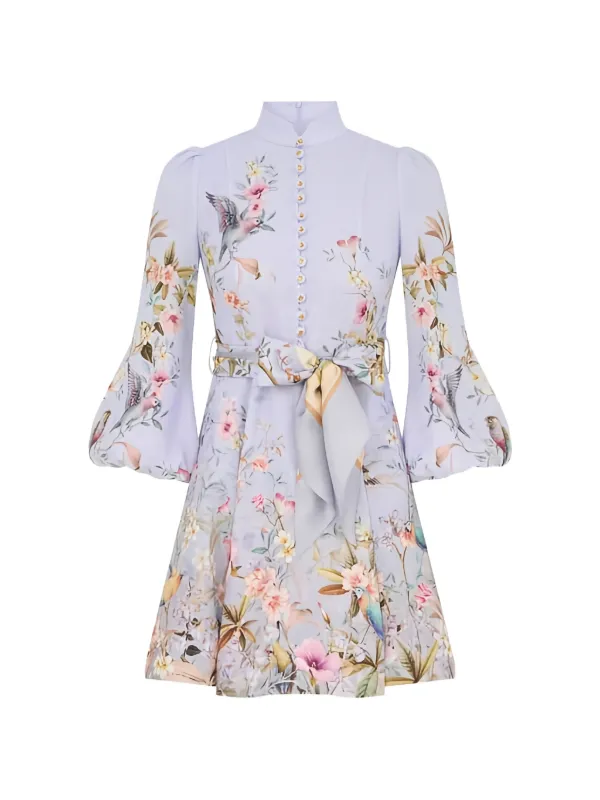 zimmermann floral dress long sleeve Zimmermann Linen Indra Plunge Midi Dress