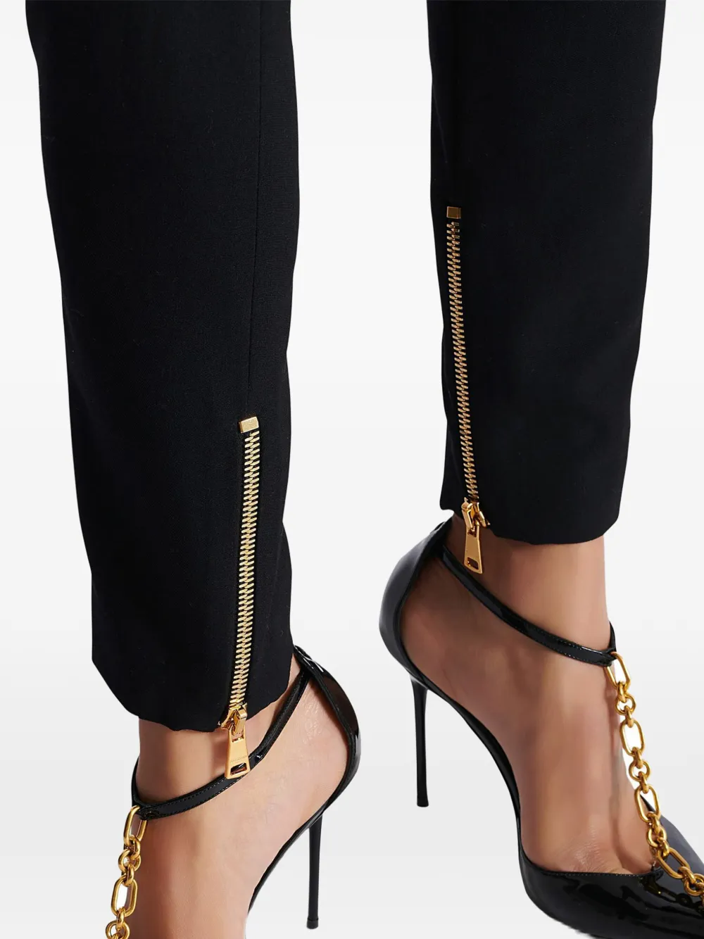 Balmain Broek met manchetten met rits Zwart