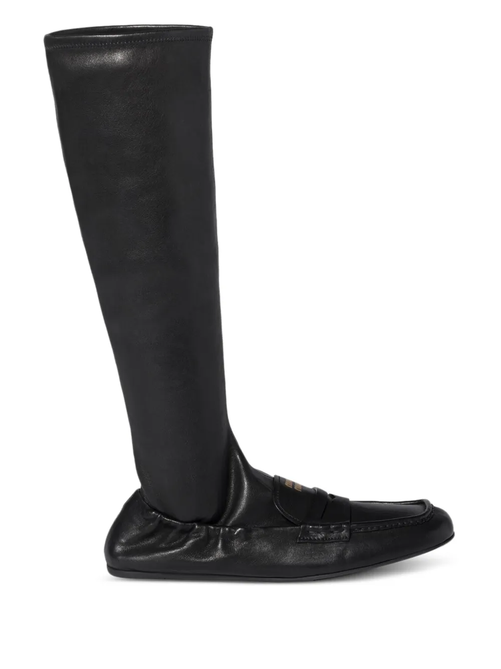 Miu Miu Ruches apron-detail leather boots | Black | Image 1