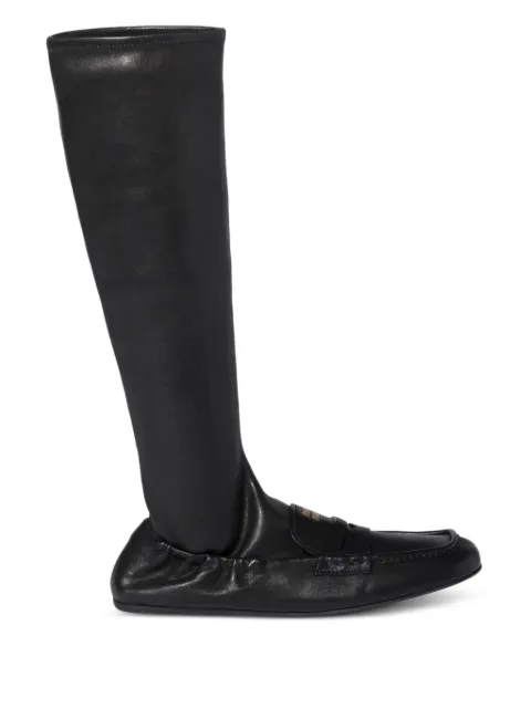 Miu Miu Ruches apron-detail leather boots