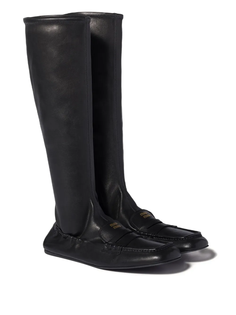 Miu Miu Ruches apron-detail leather boots | Over-The-Knee Boots | Image 2