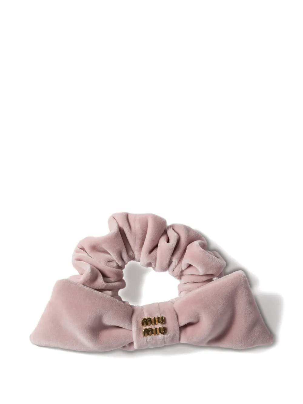 Miu Miu bow-detail llogo-ettering scrunchie | Pink | Image 1