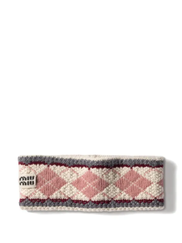 新品　miu miu ヘアバンド⭐︎ Miu Miu ロゴパッチ ヘアバンド | ニュートラル | FARFETCH JP