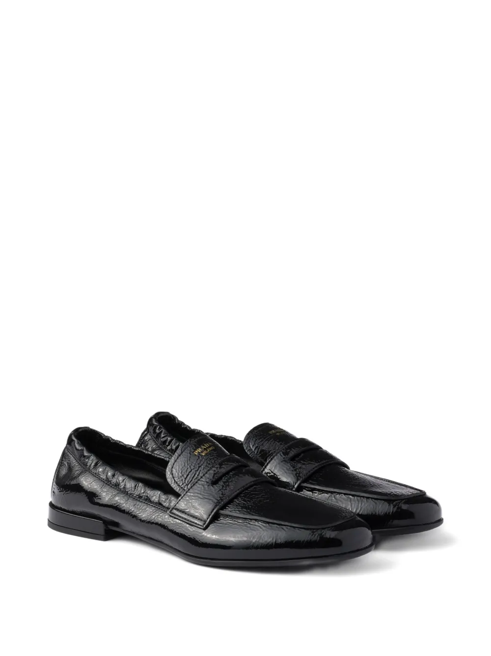 Prada Leren loafers met logo - Zwart