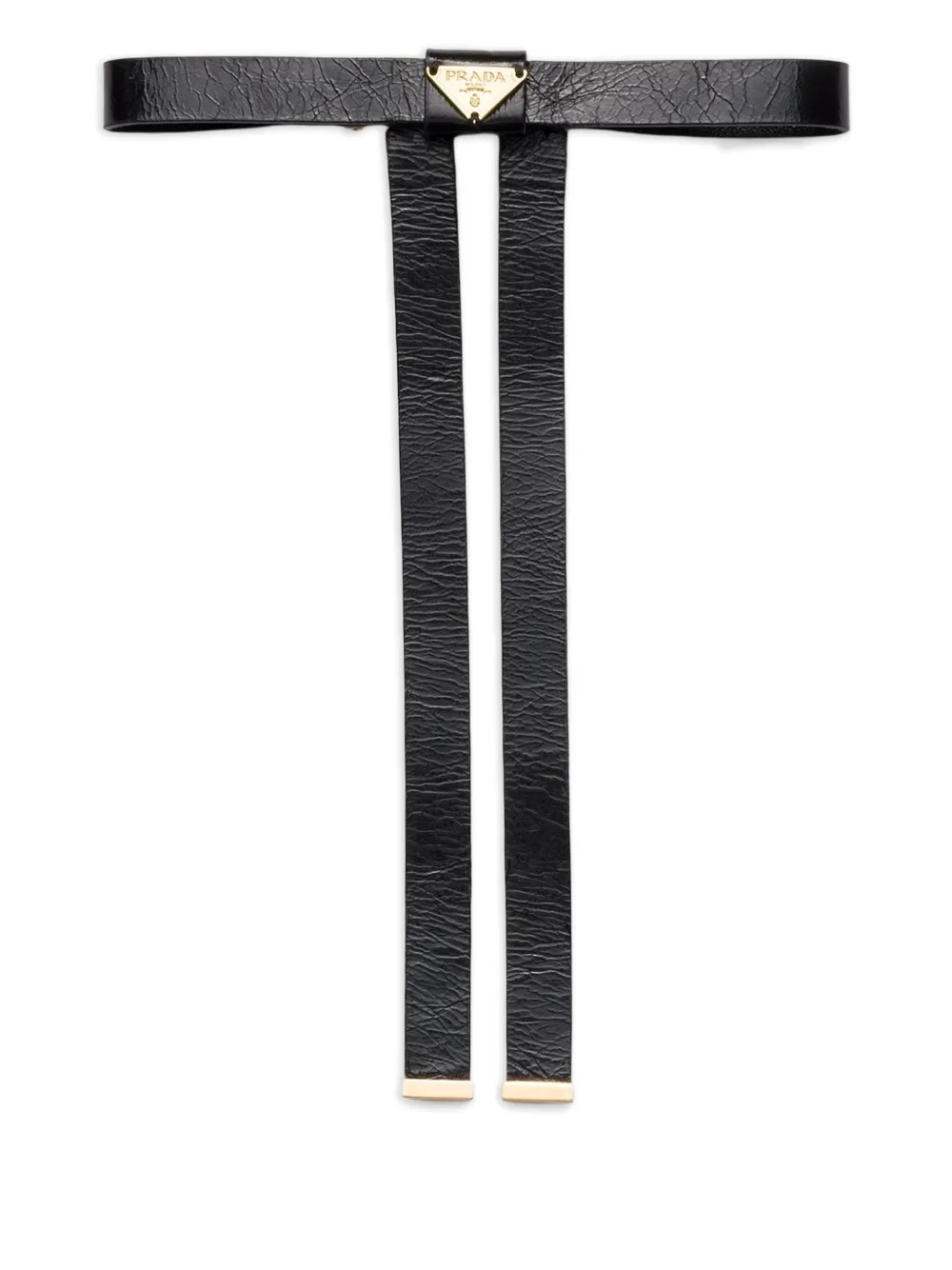 Prada Logo Leather Hair Clip In Black