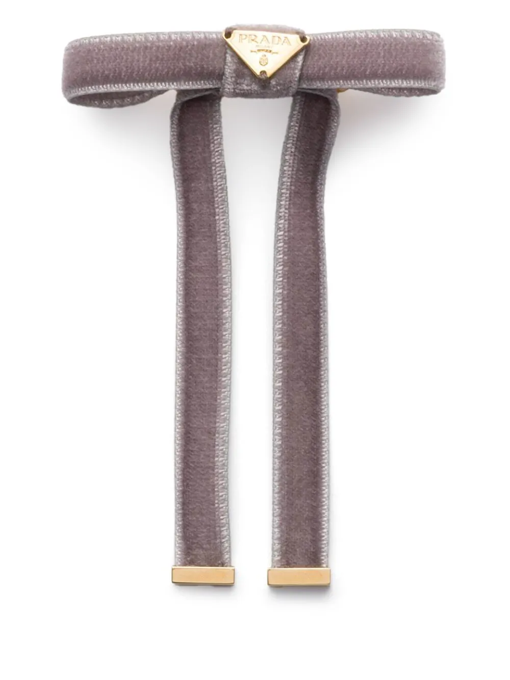 Prada Logo Velvet Hair Clip In Gray