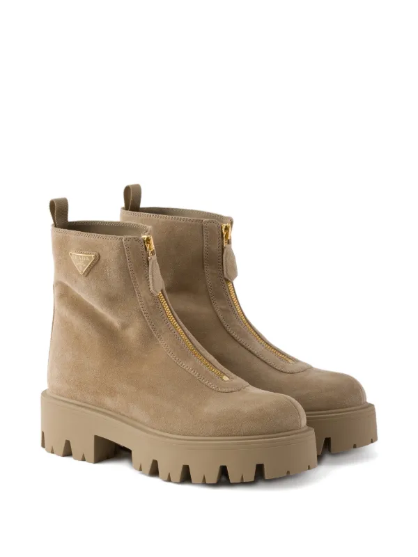 Prada Zip Boots | Brown | FARFETCH