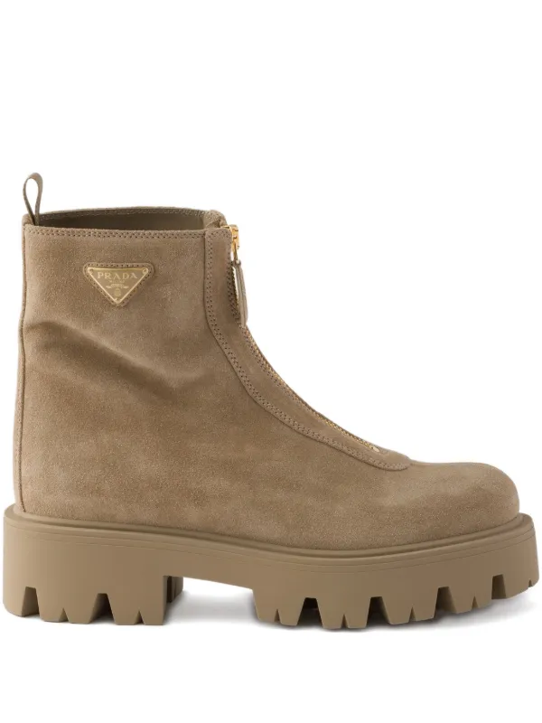 Prada Zip Boots | Brown | FARFETCH