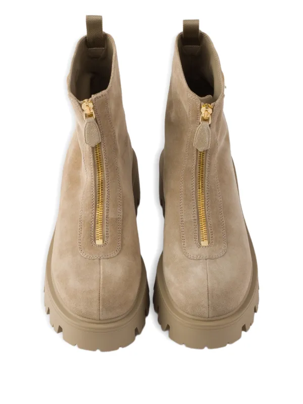 Prada Zip Boots | Brown | FARFETCH