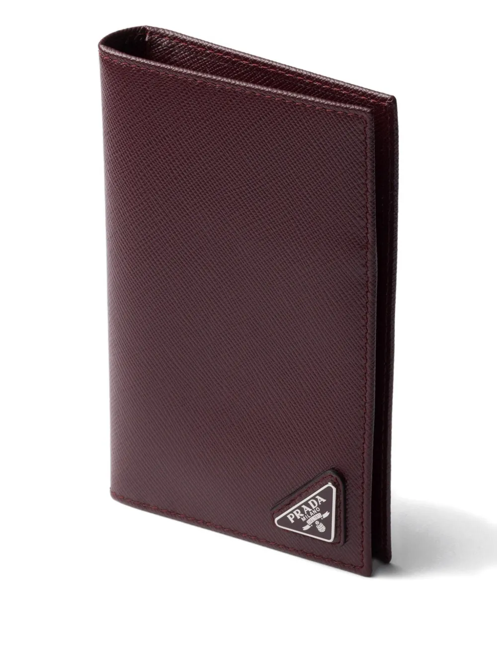 Prada logo leather passport holder Rood