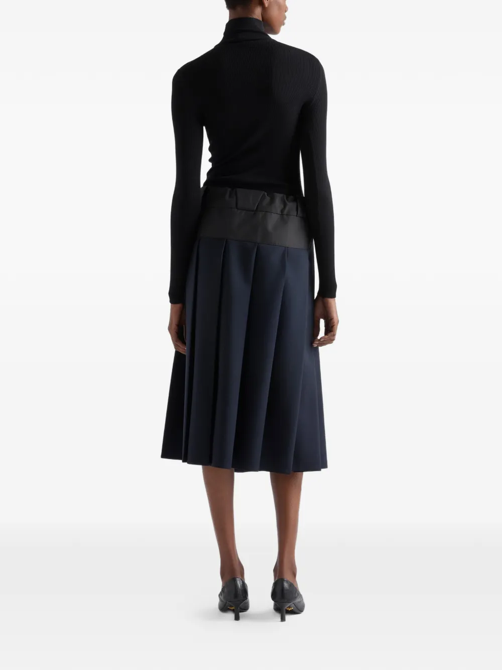 Prada Ribbed Logo Turtleneck Sweater In Black