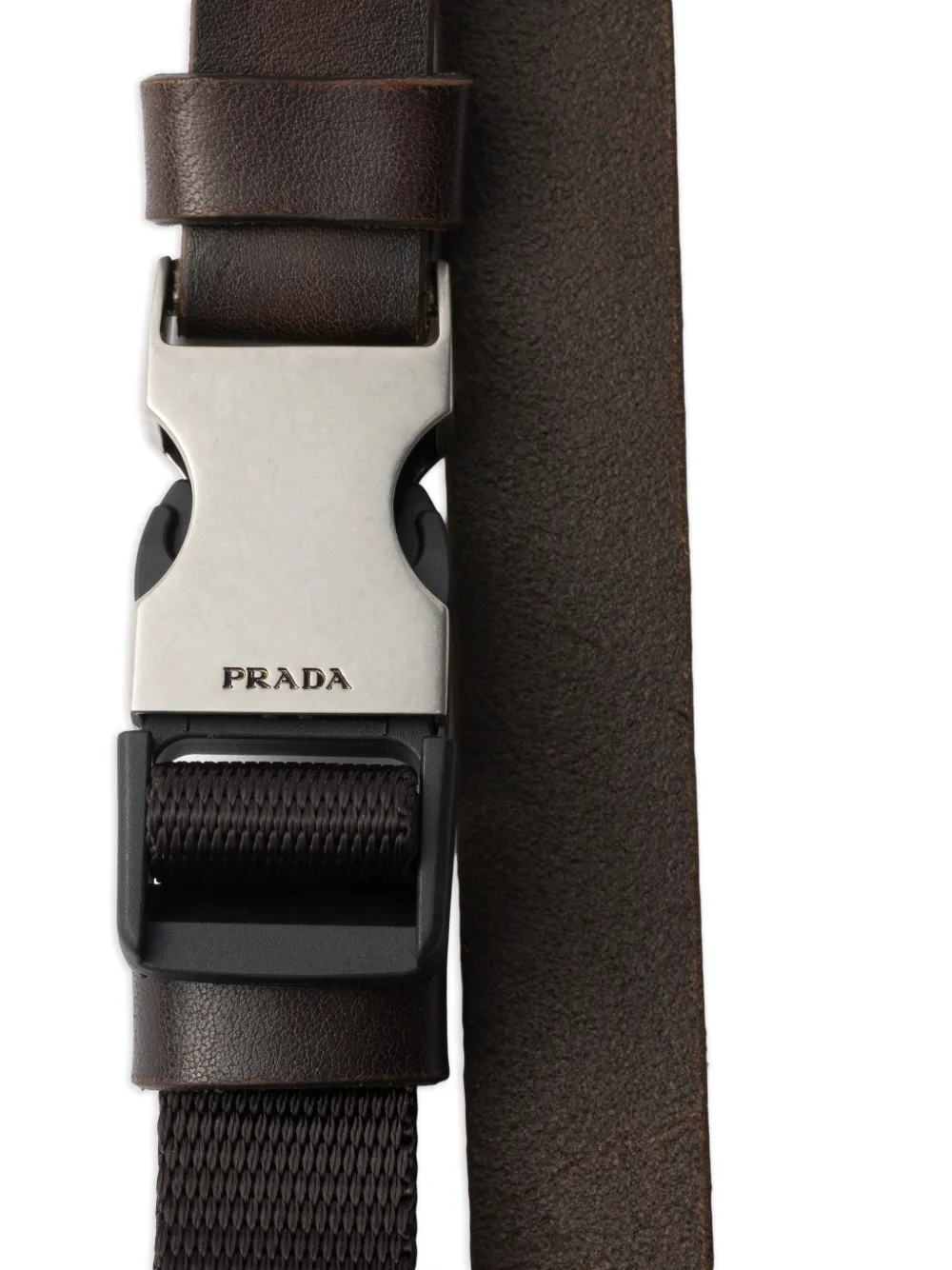  Prada Engraved-logo Belt - Brown 