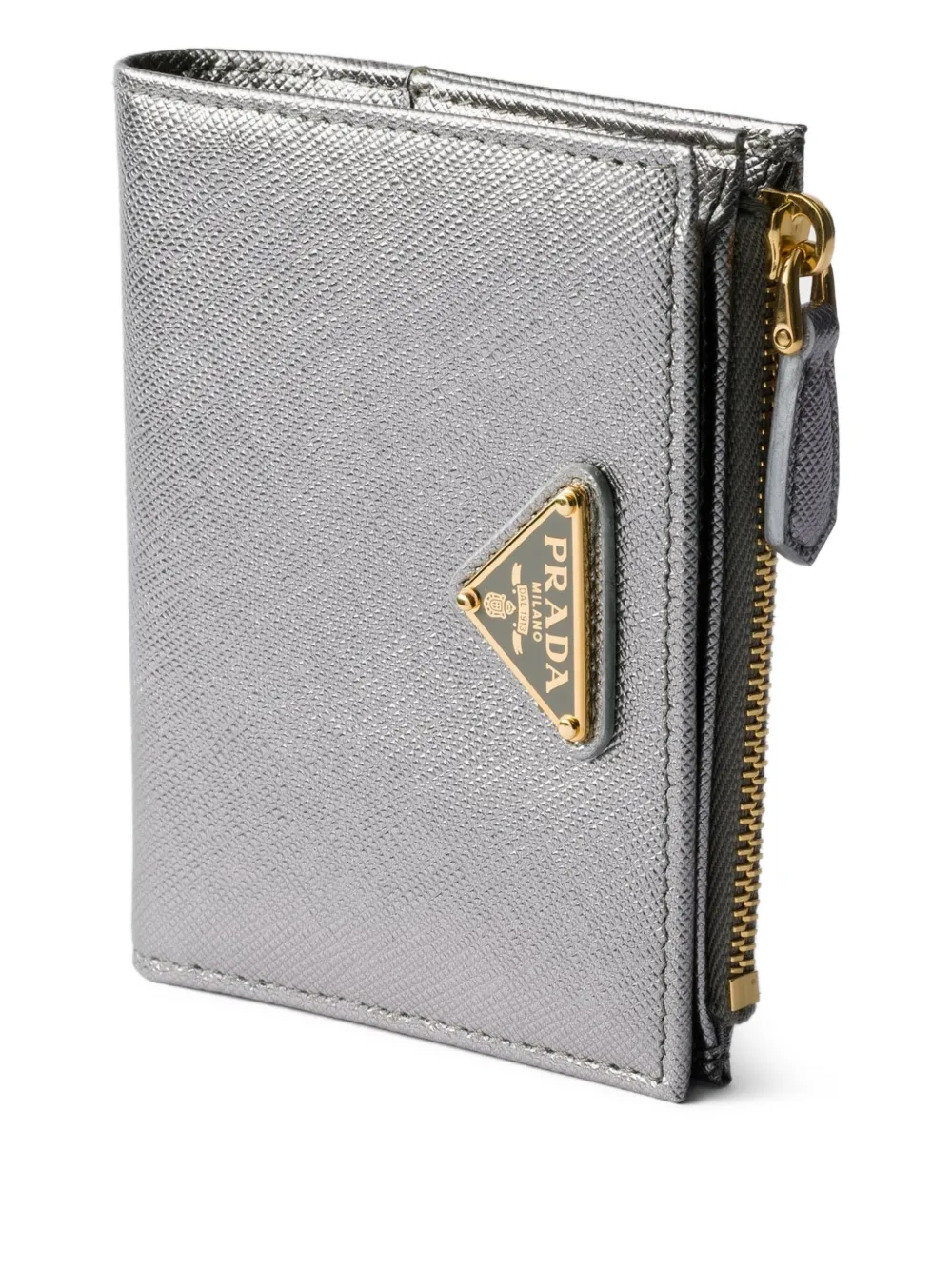 Prada Leather Wallet In Gray