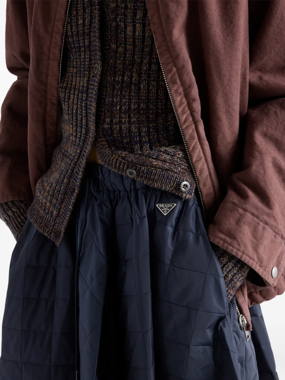 Prada quilted midi skirt Blauw