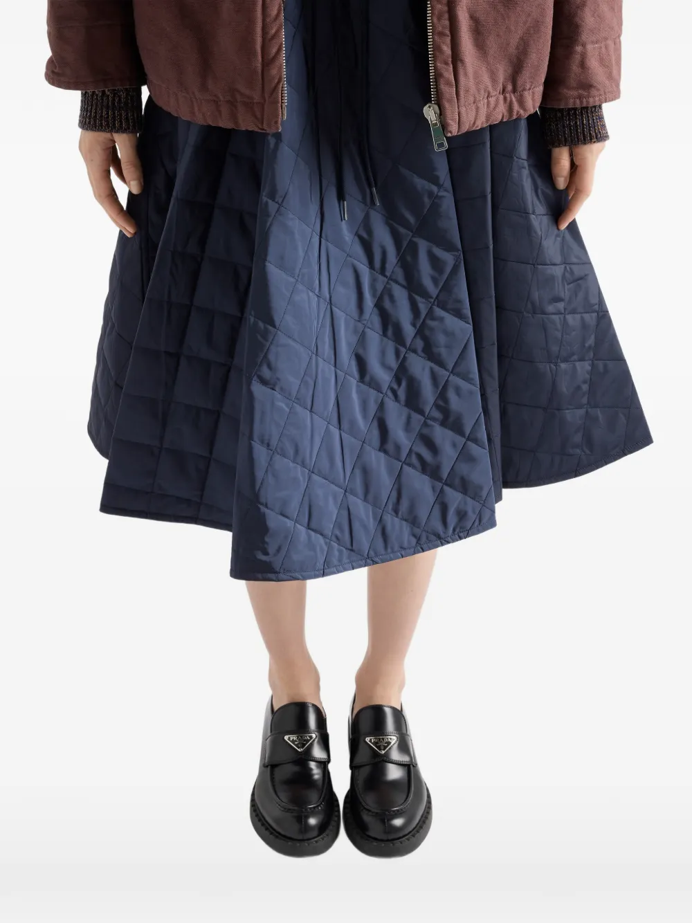 Prada quilted midi skirt Blauw
