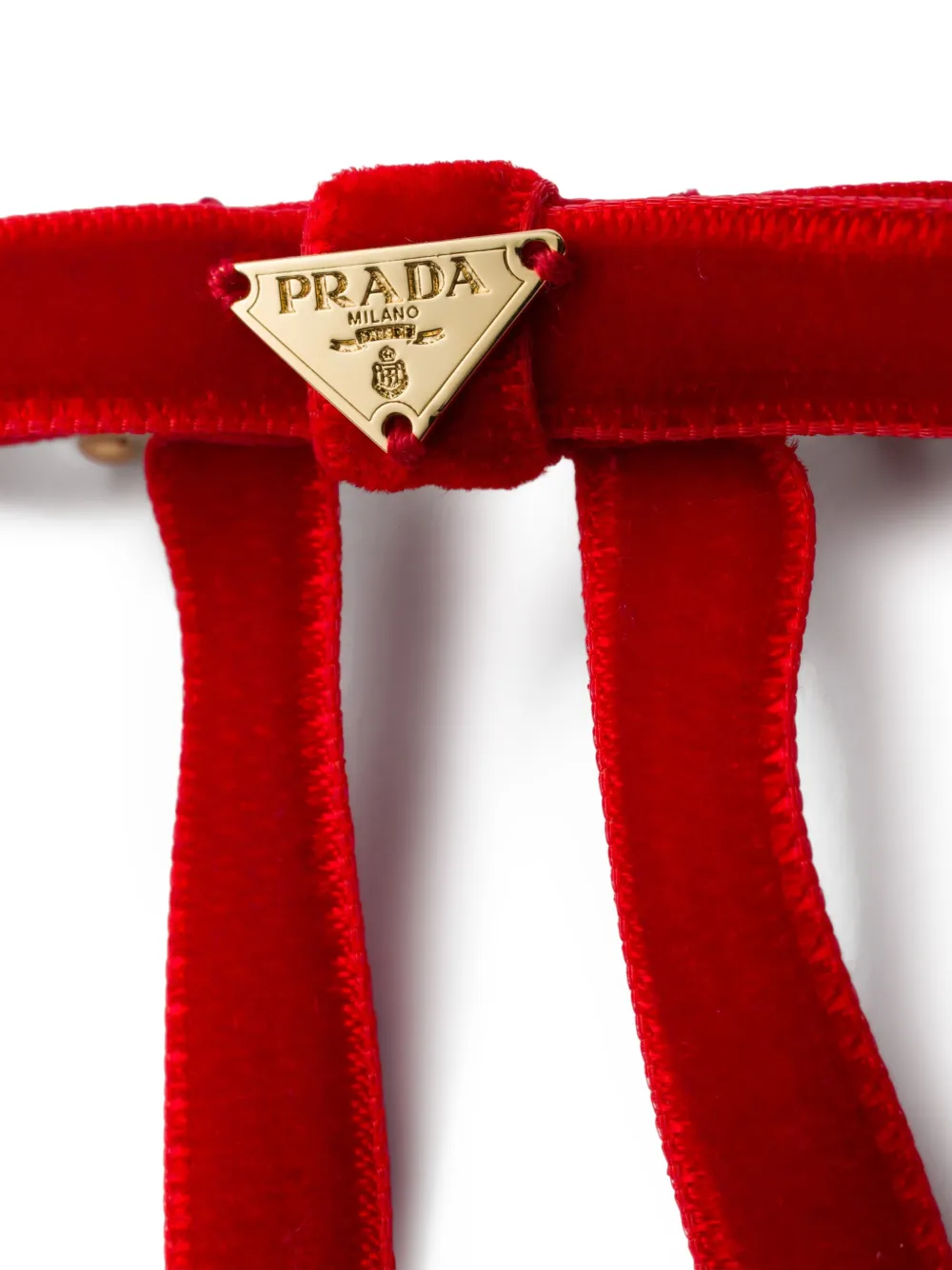 Prada Velvet Hair Clip In Red
