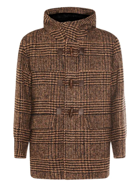 Herno hooded check-toggle coat