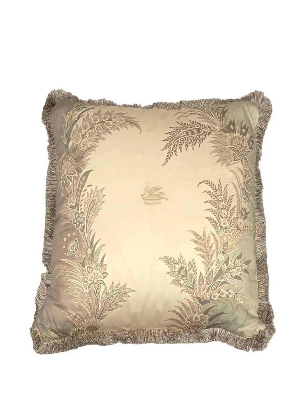 Etro Home Embroidered Trim-details Cushion In Neutral