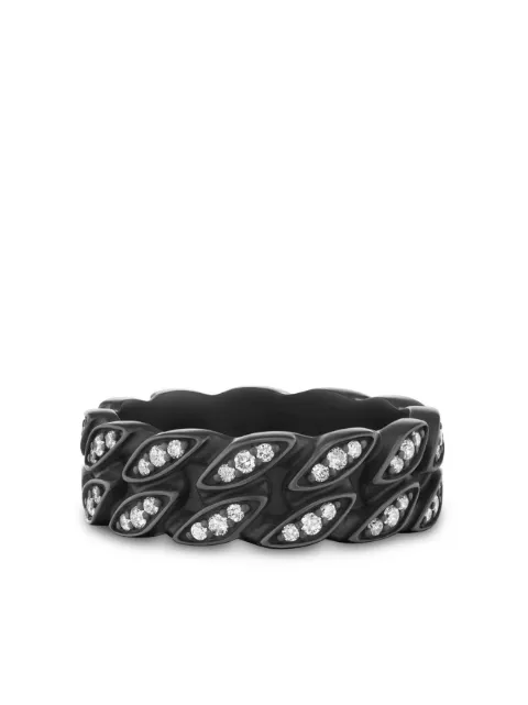 David Yurman titanium curb-chain diamond ring