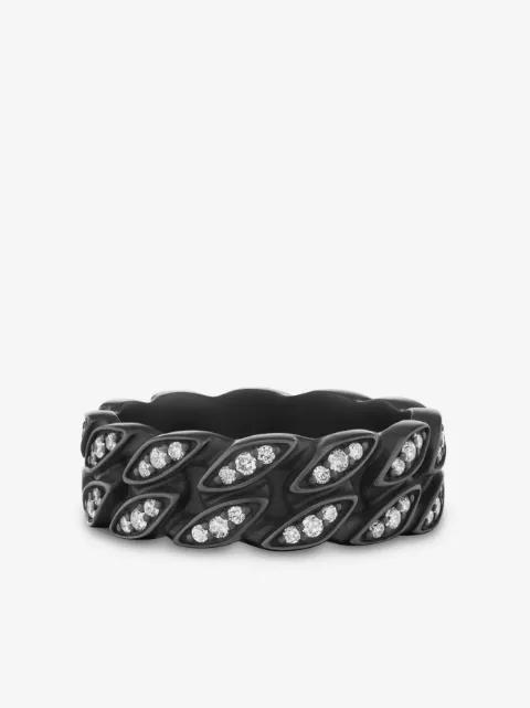 David Yurman titanium curb-chain diamond ring
